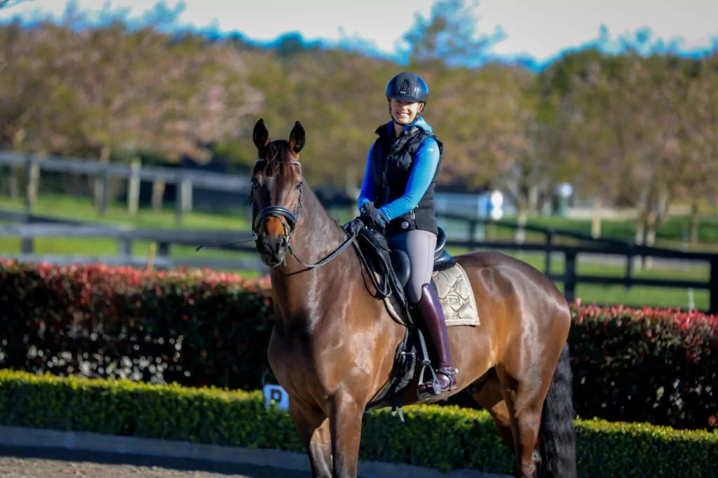 Nicola riding Barney — dressage in harmony